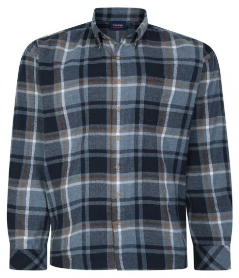 Espionage SH394 Børstet ternet skjorte airforce/mørkeblå - Skjorter - Skjorter til store mænd 2XL- 8XL