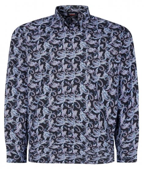 Espionage SH459 Paisley Langærmet skjorte mørkeblå/print - Skjorter - Skjorter til store mænd 2XL- 8XL