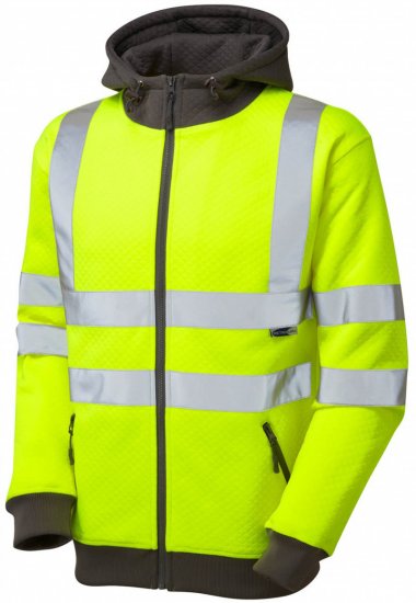 Leo Saunton Hooded Sweatshirt Hi-Vis Yellow - Arbejdstøj - Arbejdstøj i store størrelser