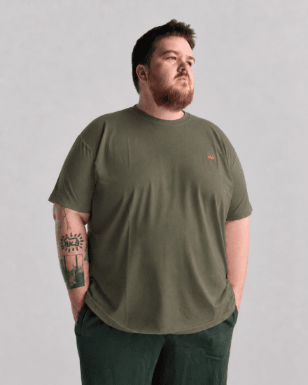 Motley Denim Stockholm T-shirt Dark Khaki - T-shirts - T-shirts i store størrelser - 2XL-14XL