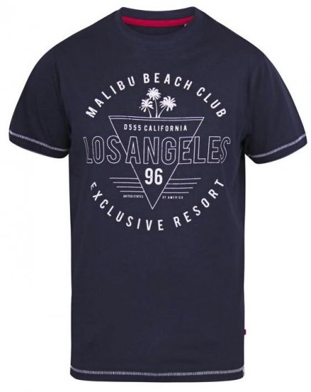 D555 Stoke Los Angeles Beach Printed T-Shirt Navy - T-shirts - T-shirts i store størrelser - 2XL-14XL