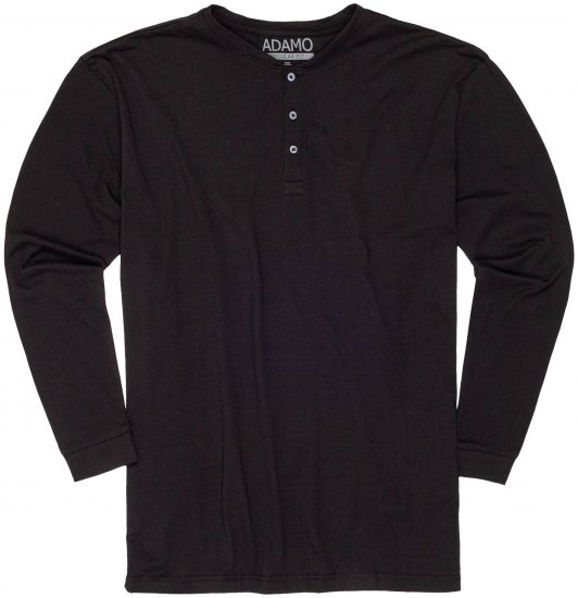Adamo Sven Regular fit Serafino Long sleeve T-shirt Black - T-shirts - T-shirts i store størrelser - 2XL-14XL
