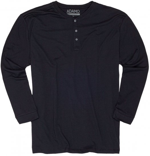 Adamo Sven Regular fit Serafino Long sleeve T-shirt Navy - T-shirts - T-shirts i store størrelser - 2XL-14XL