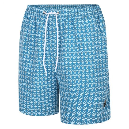 Espionage SW094 Badeshorts med Geometrisk Print Blå - Badetøj - Badeshorts til Store Mænd