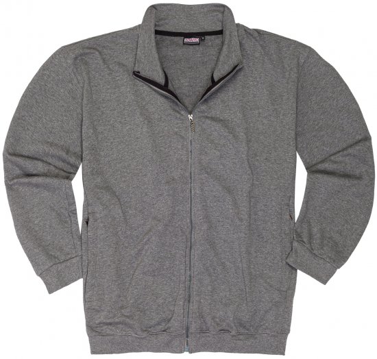 Adamo Athen Sweat Jacket with Full Zipper Grey - Trøjer og hættetrøjer - Trøjer og Hættetrøjer i store størrelser - 2XL-14XL