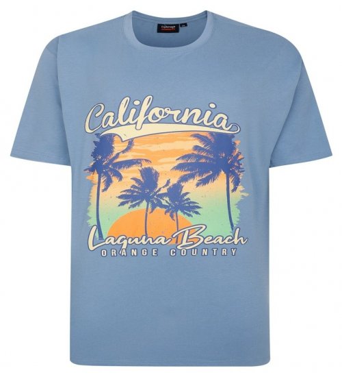 Espionage T425 Laguna Beach Trykt T-shirt blå - T-shirts - T-shirts i store størrelser - 2XL-14XL
