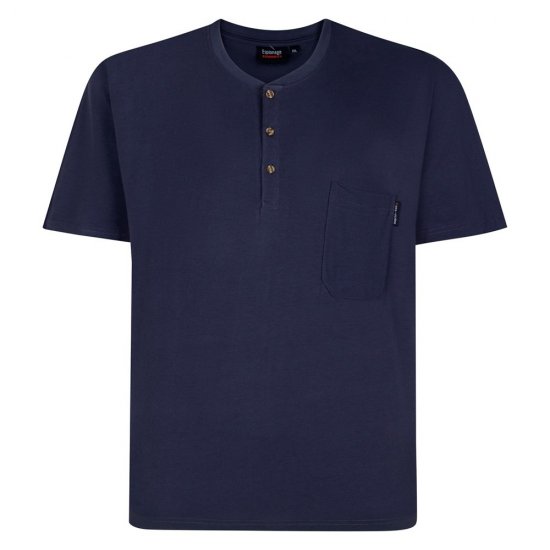 Espionage T447 Grandad Tee Sort - T-shirts - T-shirts i store størrelser - 2XL-14XL