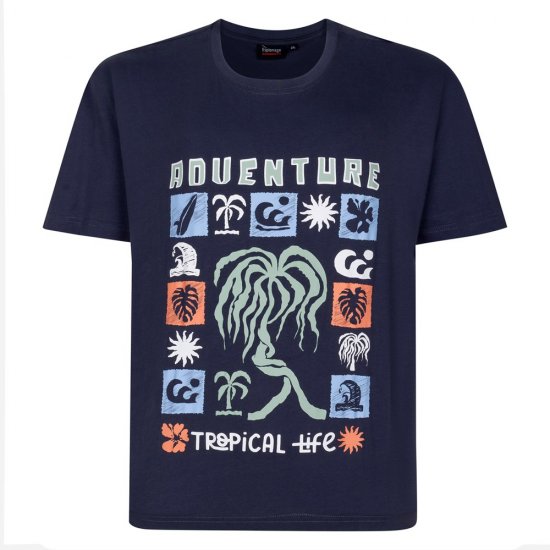 Espionage T448 adventure t-shirt med print skifergrå - T-shirts - T-shirts i store størrelser - 2XL-14XL