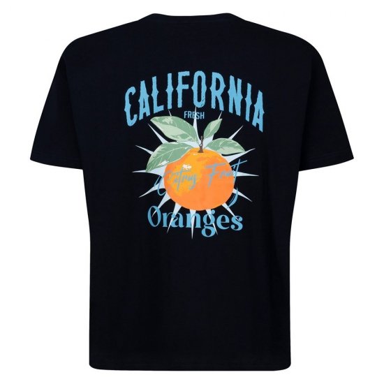 Espionage T449 California Oranges Trykt T-shirt mørkeblå - T-shirts - T-shirts i store størrelser - 2XL-14XL