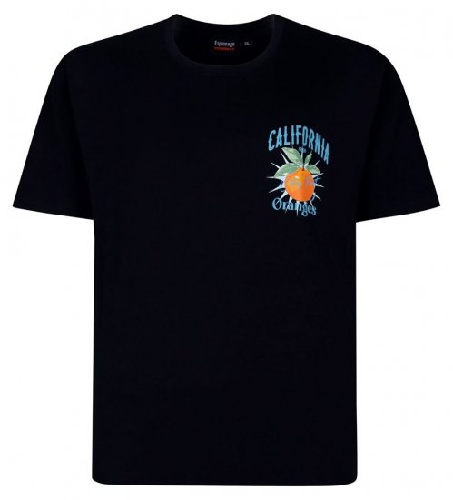 Espionage T449 California Oranges Trykt T-shirt mørkeblå - T-shirts - T-shirts i store størrelser - 2XL-14XL