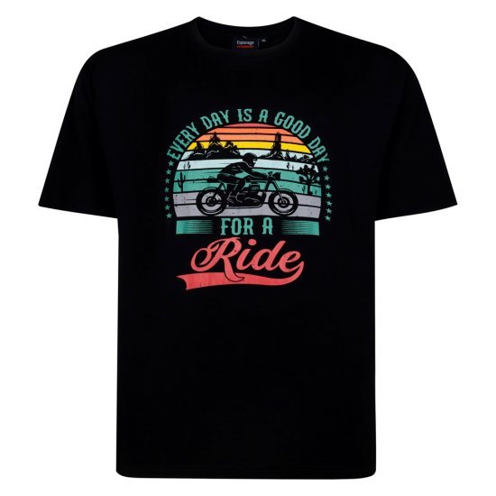 Espionage T451 T-shirt med Print Good Day For A Ride Sort - T-shirts - T-shirts i store størrelser - 2XL-14XL