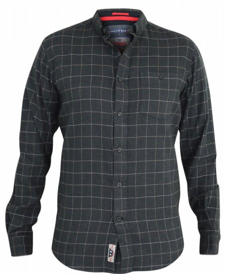 D555 Taylor Long Sleeve Shirt Charcoal - Skjorter - Skjorter til store mænd 2XL- 8XL
