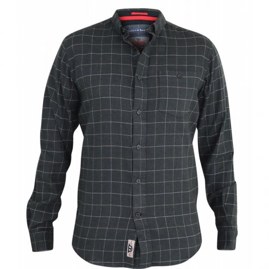 D555 Taylor Long Sleeve Shirt Charcoal - Skjorter - Skjorter til store mænd 2XL- 8XL