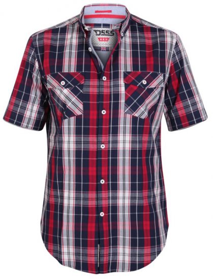 D555 Terell Shirt Navy/Red - Skjorter - Skjorter til store mænd 2XL- 8XL