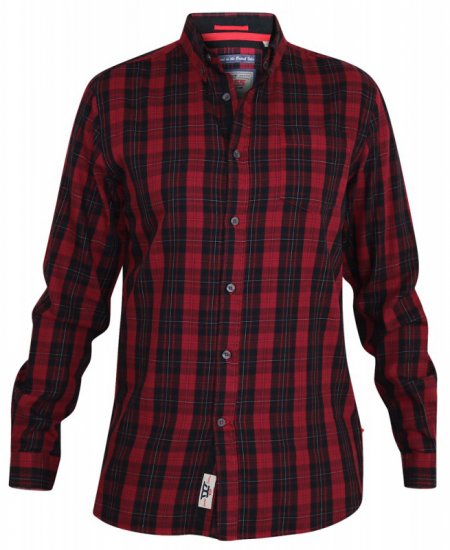 D555 Theo Long Sleeve Check Shirt - Skjorter - Skjorter til store mænd 2XL- 8XL