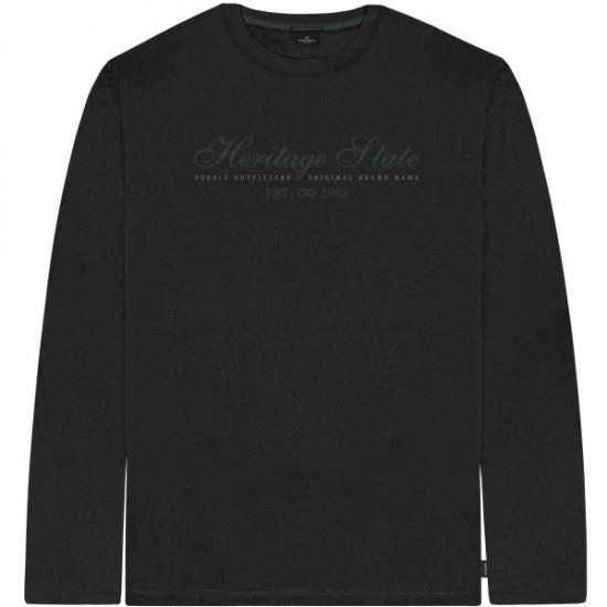 Double Outfitters TS-9171 Long Sleeve T-Shirt Embroidered Black - T-shirts - T-shirts i store størrelser - 2XL-14XL