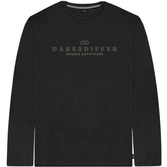 Double Outfitters TS-9172 Long Sleeve T-Shirt Print Black - T-shirts - T-shirts i store størrelser - 2XL-14XL