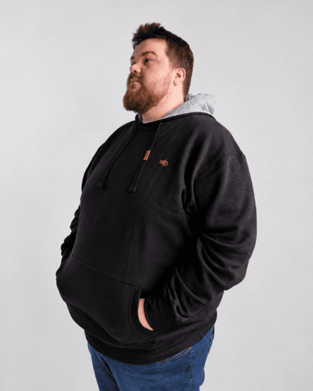 Motley Denim Riga Hoodie Black - Trøjer og hættetrøjer - Trøjer og Hættetrøjer i store størrelser - 2XL-14XL