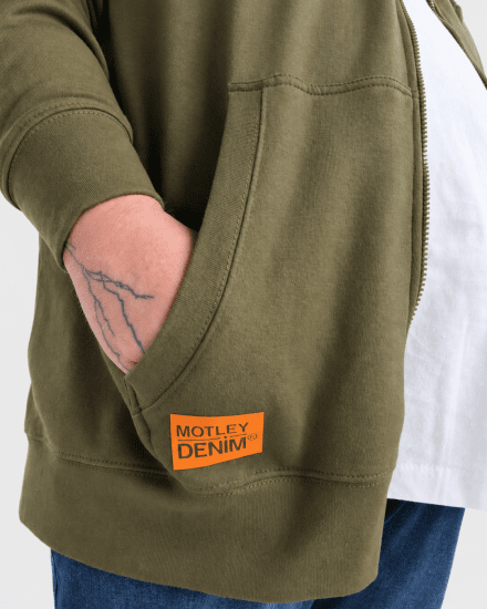 Motley Denim Copenhagen Hoodie Dark Khaki - Trøjer og hættetrøjer - Trøjer og Hættetrøjer i store størrelser - 2XL-14XL