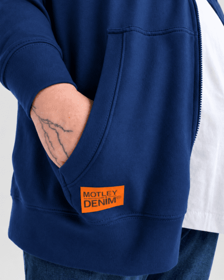 Motley Denim Copenhagen Hoodie Royal Blue - Trøjer og hættetrøjer - Trøjer og Hættetrøjer i store størrelser - 2XL-14XL