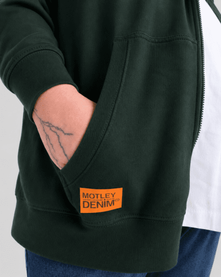 Motley Denim Copenhagen Hoodie Racing Green - Trøjer og hættetrøjer - Trøjer og Hættetrøjer i store størrelser - 2XL-14XL