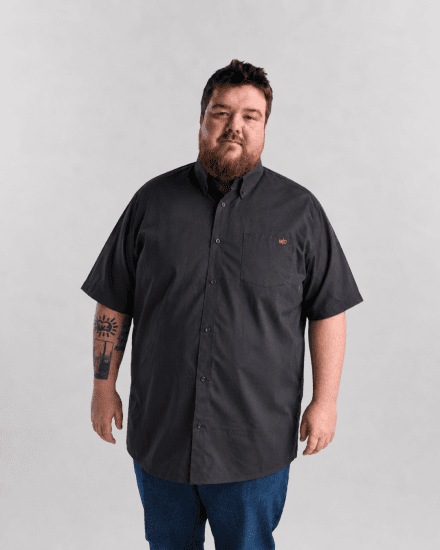 Motley Denim Zagreb Kortærmet Skjorte Mørkegrå - Skjorter - Skjorter til store mænd 2XL- 8XL