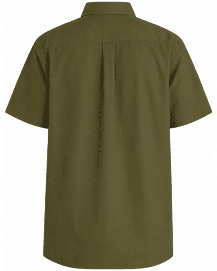 Motley Denim Zagreb Kortærmet Skjorte Mørk khaki - Skjorter - Skjorter til store mænd 2XL- 8XL