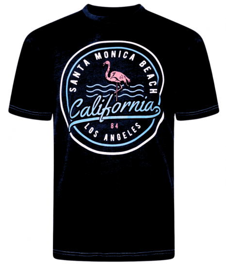 Kam Jeans 5707 Santa Monica Tee Black - T-shirts - T-shirts i store størrelser - 2XL-14XL