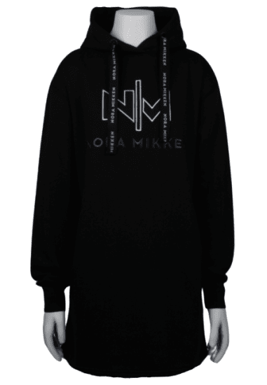 Nora Mikken KADRI WHITE Long Hoodie Black - Trøjer og hættetrøjer - Sweatere & hoodies til kvinder