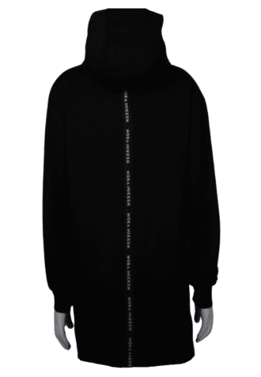 Nora Mikken KADRI WHITE Long Hoodie Black - Trøjer og hættetrøjer - Sweatere & hoodies til kvinder