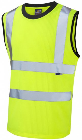 Leo Ashford Comfort Sleeveless T-shirt Hi-Vis Yellow - Arbejdstøj - Arbejdstøj i store størrelser