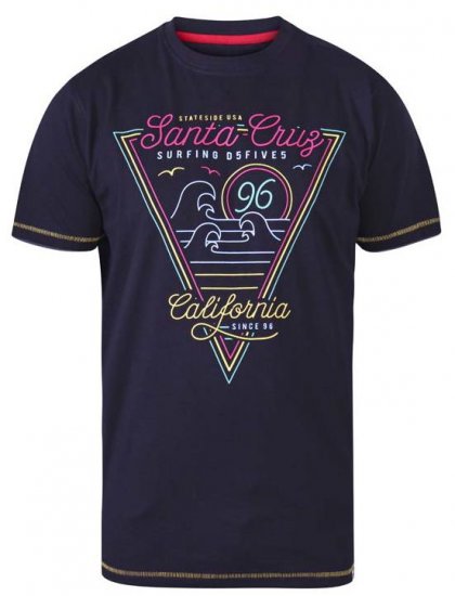D555 Valley Santa Cruz Crew Neck Printed T-Shirt Black - T-shirts - T-shirts i store størrelser - 2XL-14XL