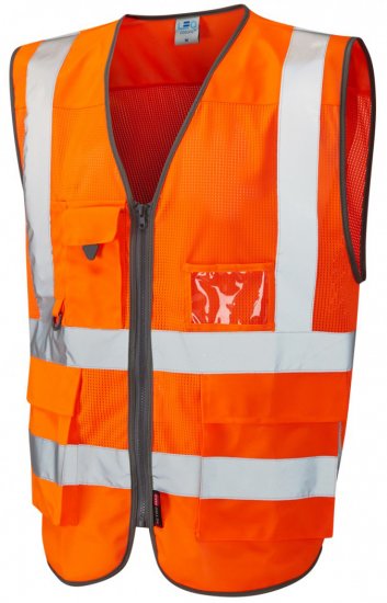Leo Cobbaton Coolviz Superior Waistcoat Hi-Vis Orange - Arbejdstøj - Arbejdstøj i store størrelser