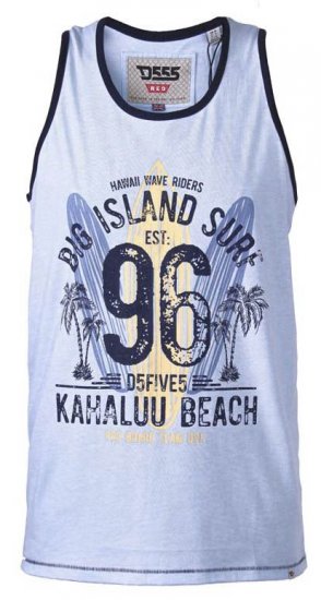D555 Wirral Hawaii Surf Board Printed Vest Sky Blue - T-shirts - T-shirts i store størrelser - 2XL-14XL