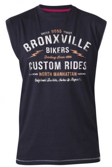 D555 Wrexham Bronxville Biker Printed Sleeveless T-Shirt Navy - T-shirts - T-shirts i store størrelser - 2XL-14XL