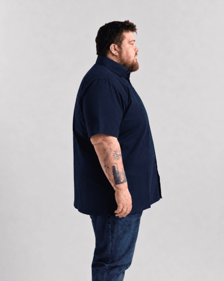 Motley Denim Zagreb Kortærmet Skjorte Marineblå - Skjorter - Skjorter til store mænd 2XL- 8XL