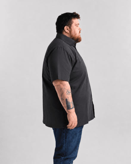 Motley Denim Zagreb Kortærmet Skjorte Mørkegrå - Skjorter - Skjorter til store mænd 2XL- 8XL