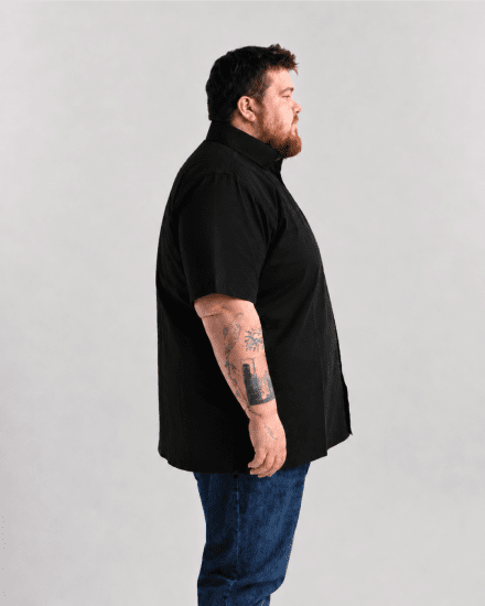 Motley Denim Zagreb Kortærmet Skjorte Sort - Skjorter - Skjorter til store mænd 2XL- 8XL